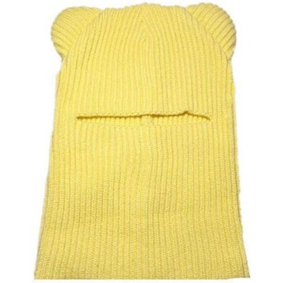 Women\'s Yellow Winter Hat Warm Hooded Scarf Hat Balaclava Knit Skull Beanie